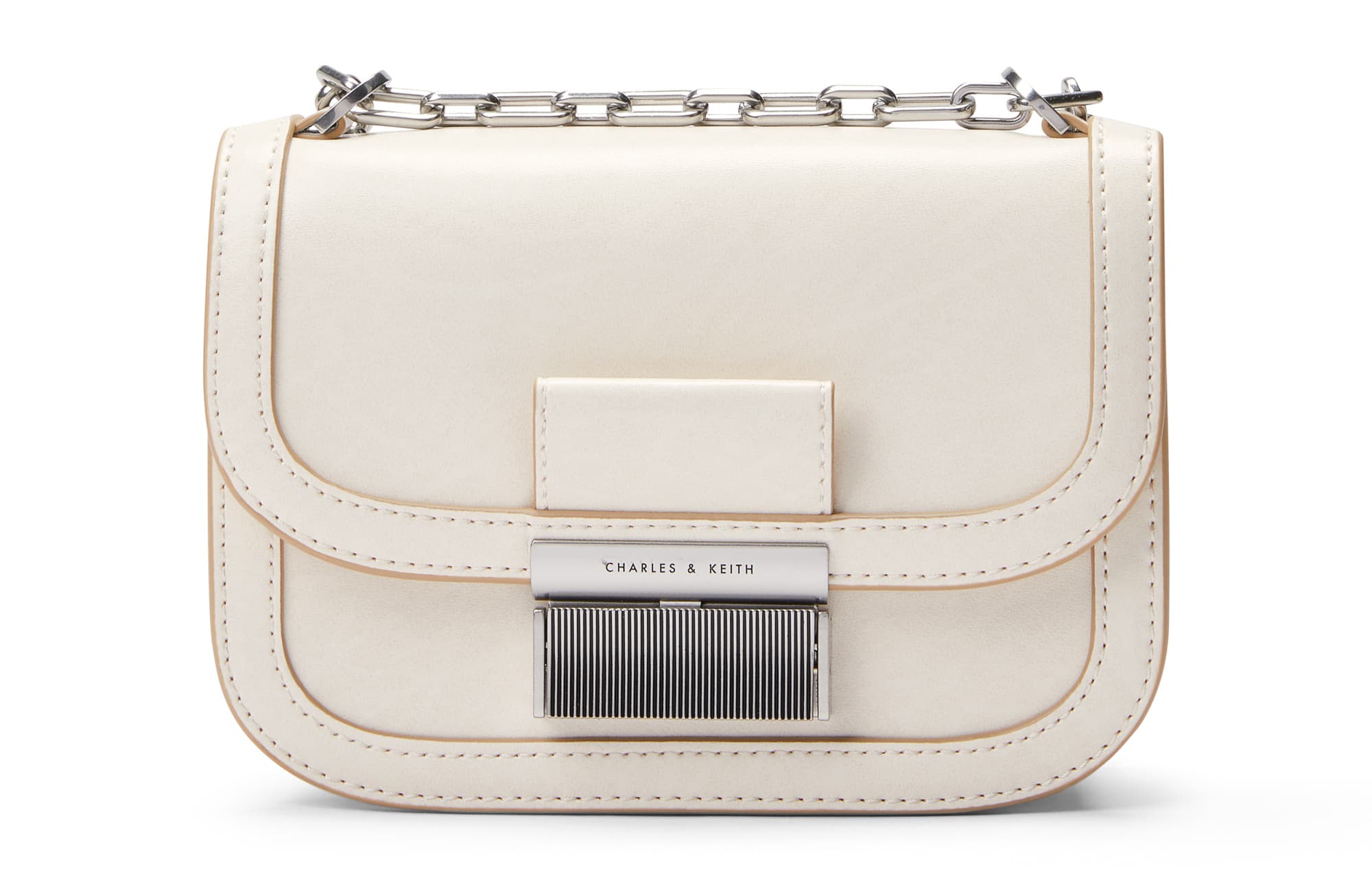 CHARLES&KEITH Сумка тофу из искусственной кожи, сумка через плечо, сумка через плечо, маленькая квадратная сумка небольшого размера, женская бежевого/бежевого/черного цвета