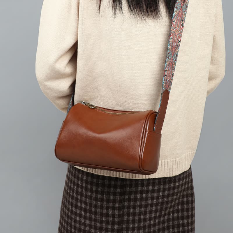 VINEY Сумка через плечо, сумка через плечо, сумка-подушка из коровьей кожи Тубы женские темно-коричневые