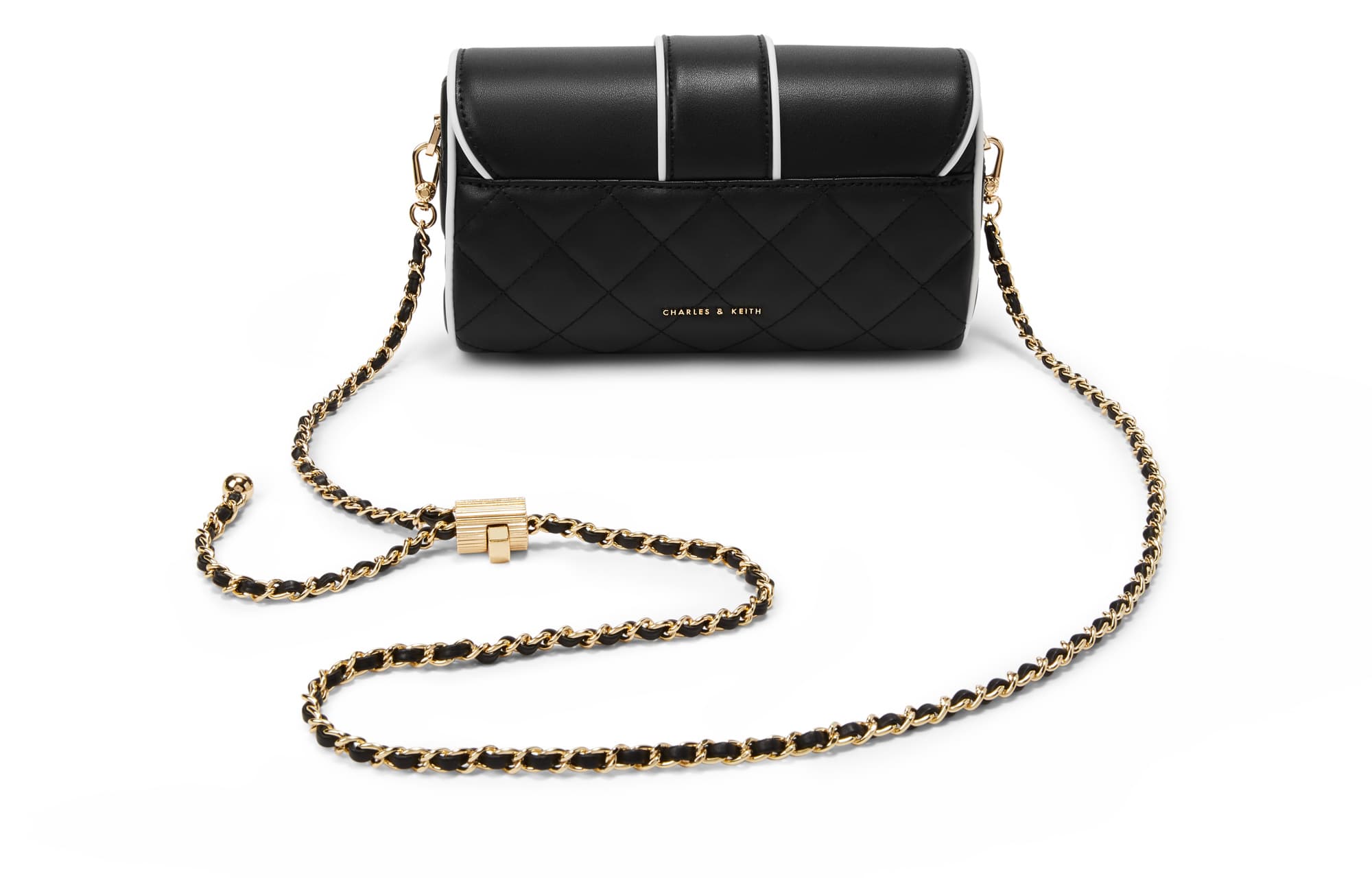 CHARLES&KEITH Кожаная сумка из искусственной кожи, маленькая сумка через плечо Ck, маленький размер, женская, черный/белый, белый/разноцветный