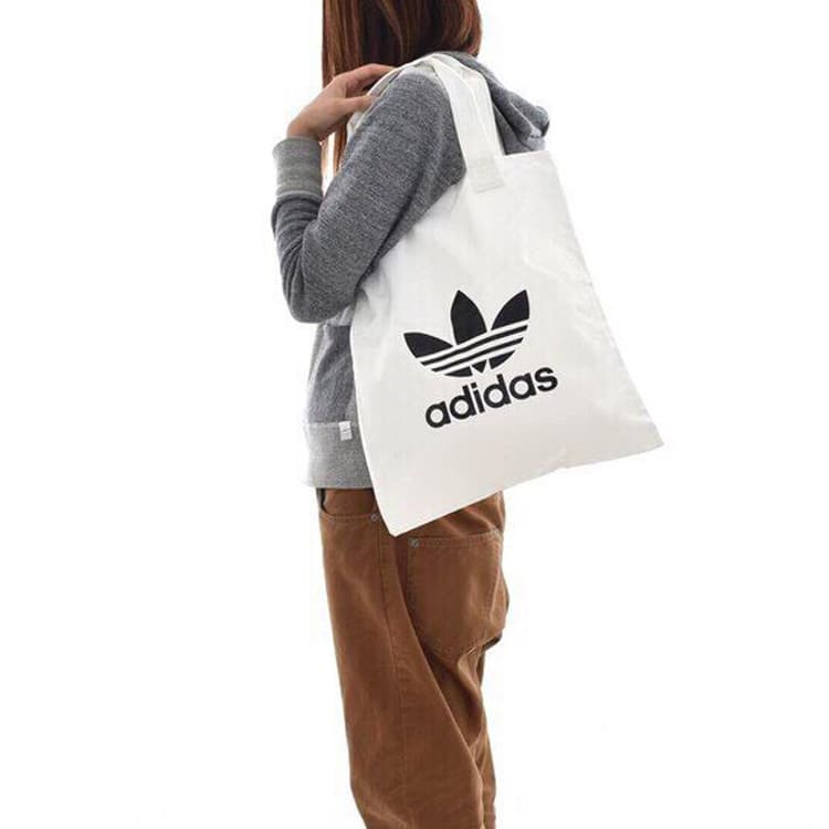 Сумка Adidas Originals из хлопчатобумажной ткани, большая сумка, сумка для покупок, сумка через плечо, обычная унисекс, белая