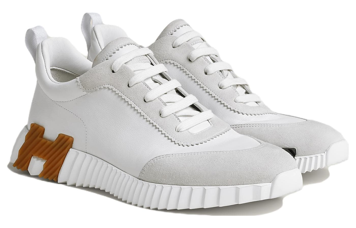 HERMES Bouncing Low Top Повседневная обувь Мужская Белый Коричневый