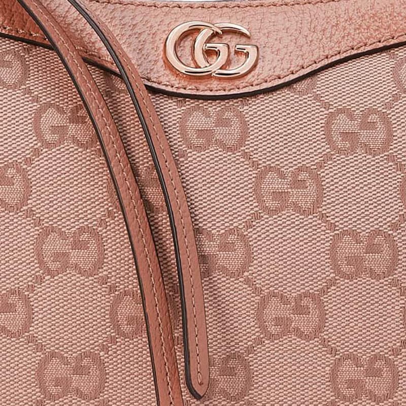 GUCCI Ophidia Canvas с кожаной сумкой через плечо, маленькая женская сумочка, розовая