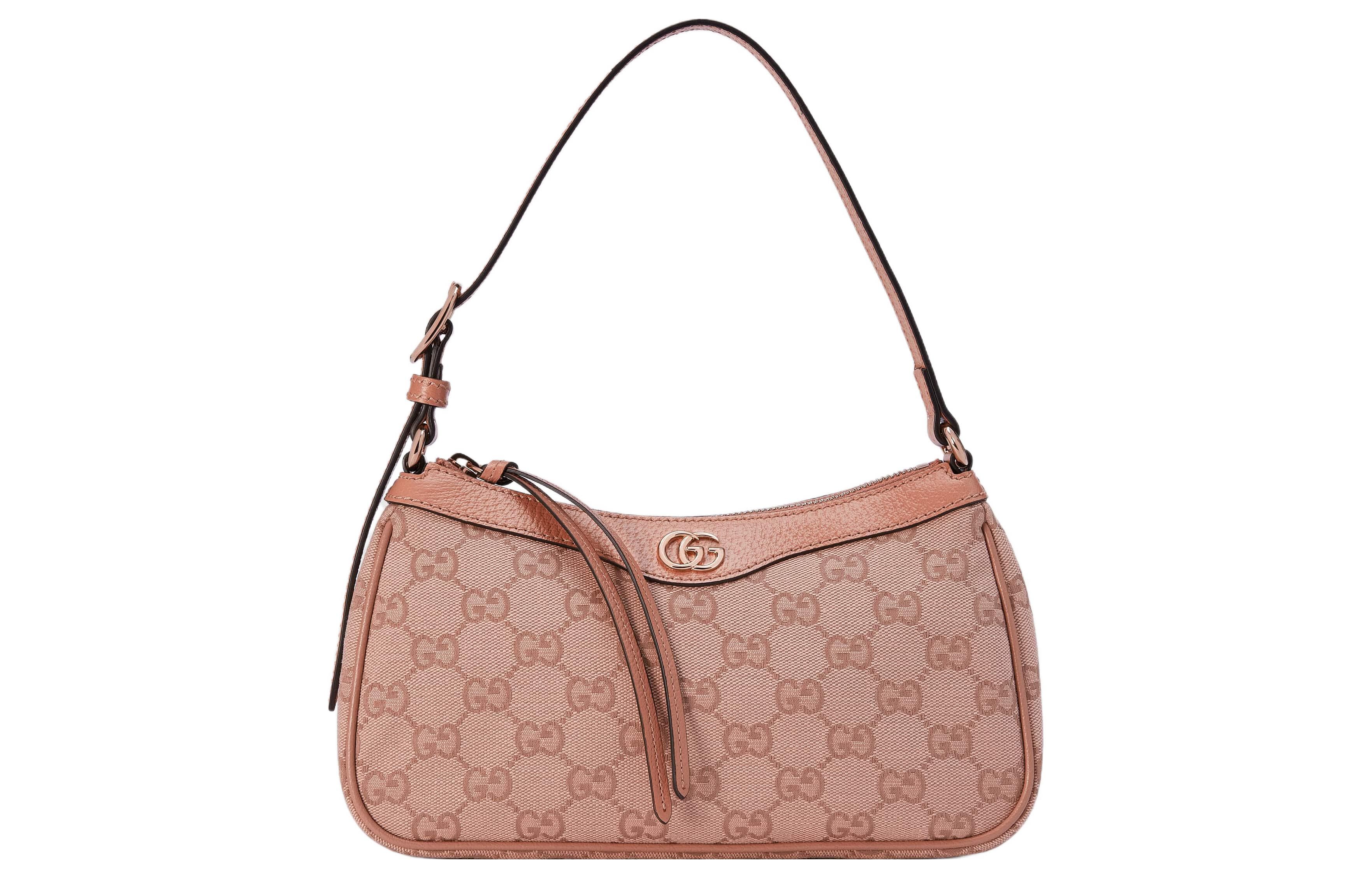 GUCCI Ophidia Canvas With Leather Shoulder Bag, Handbag Small Women's Pink
