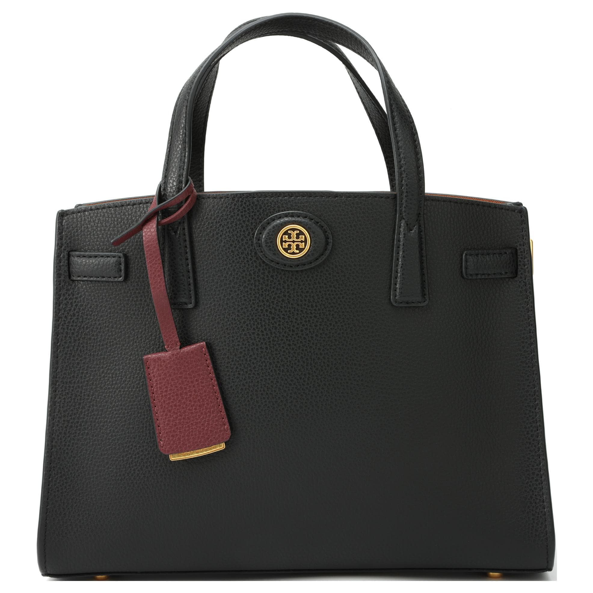 TORY BURCH Robinson Litchi Grain Leather Shoulder Bag, Crossbody Bag, Handbag Small Women's Black