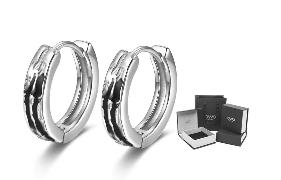 OWO 925 Sterling Silver Stud Earrings Unisex Silver Gold Black Gold