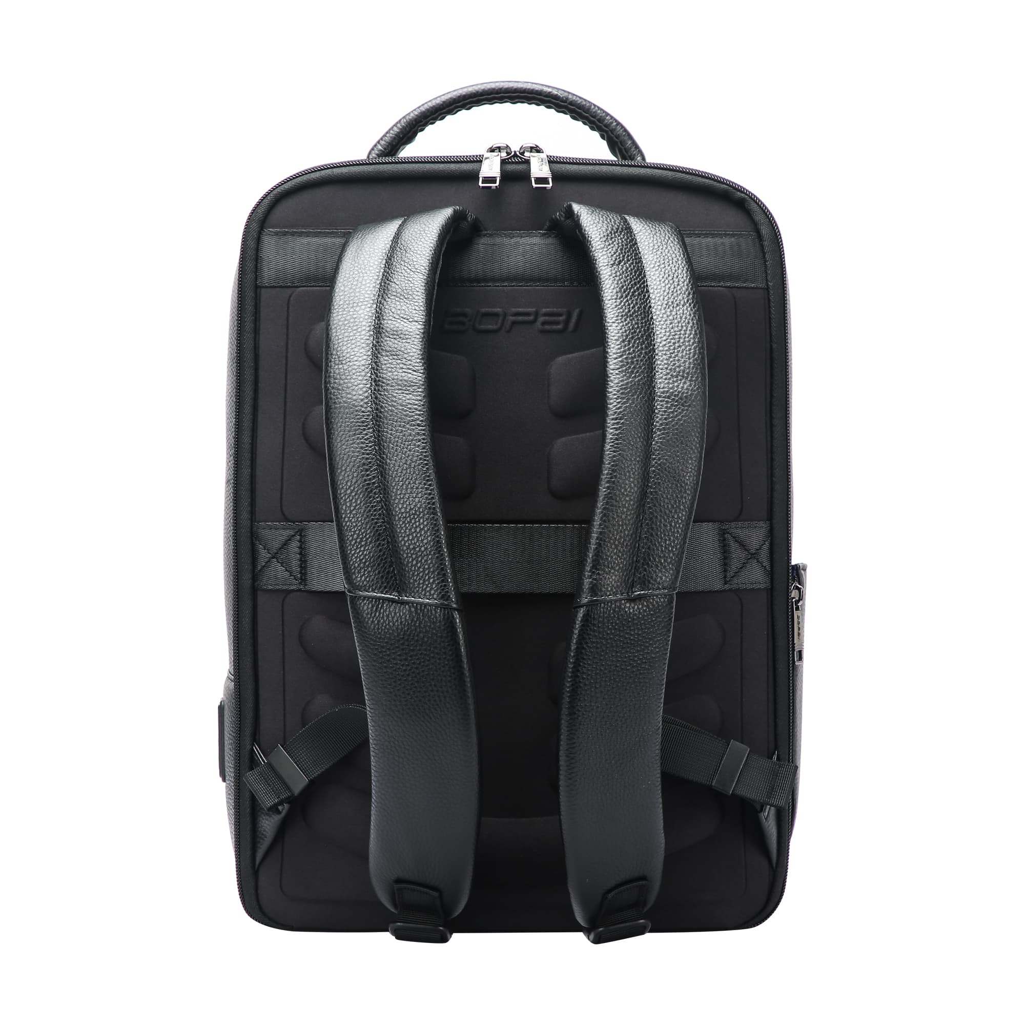 Рюкзак для ноутбука BOPAI из натуральной коровьей кожи, обычный черный цвет