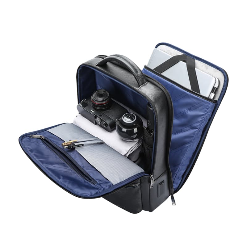 Рюкзак для ноутбука из коровьей кожи BOPAI, обычный мужской черный