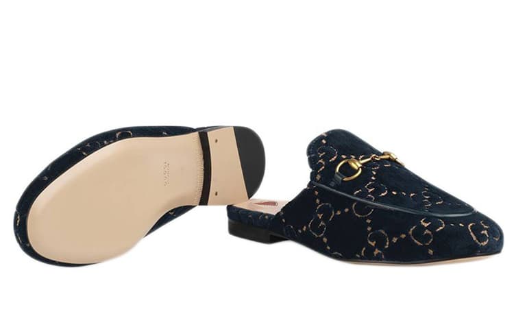 Бархатные тапочки GUCCI Princetown GG