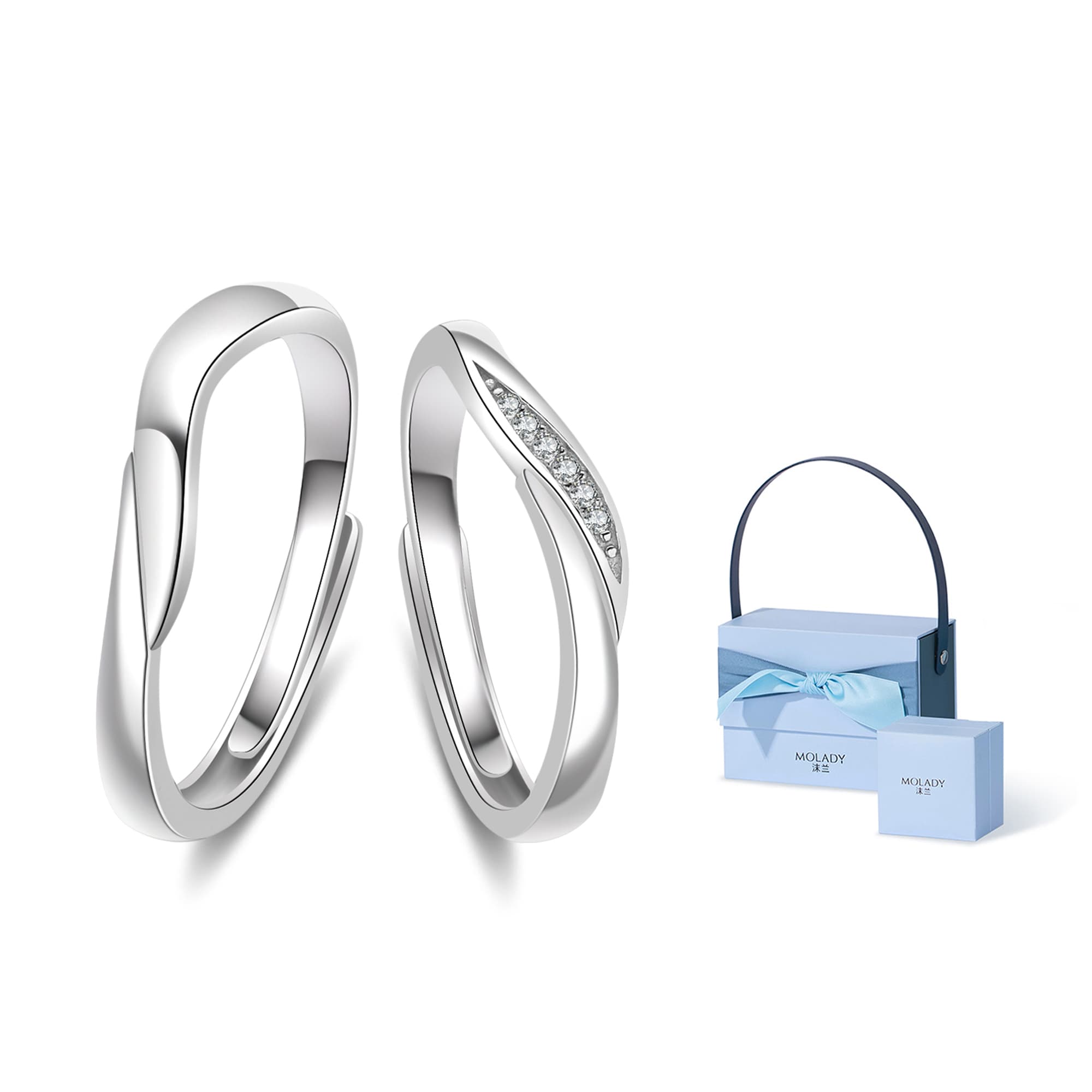 Пара колец MOLADY из стерлингового серебра унисекс