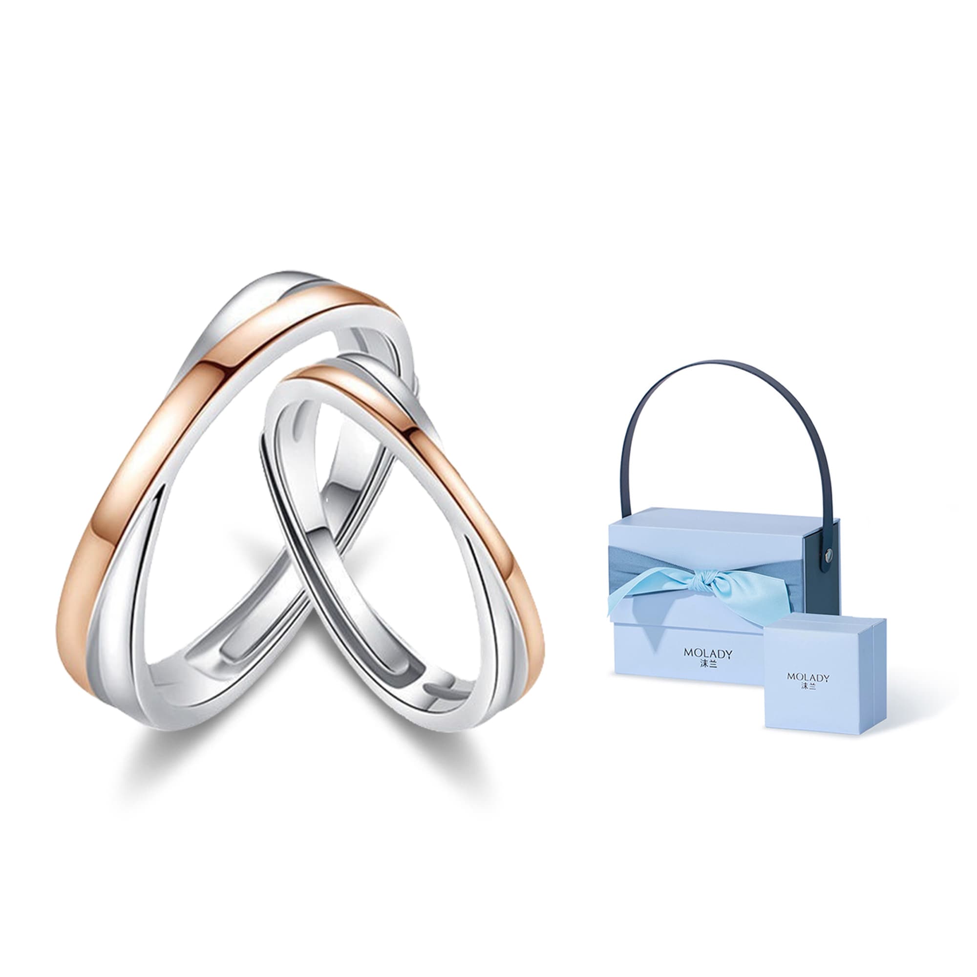 Пара колец MOLADY из стерлингового серебра унисекс