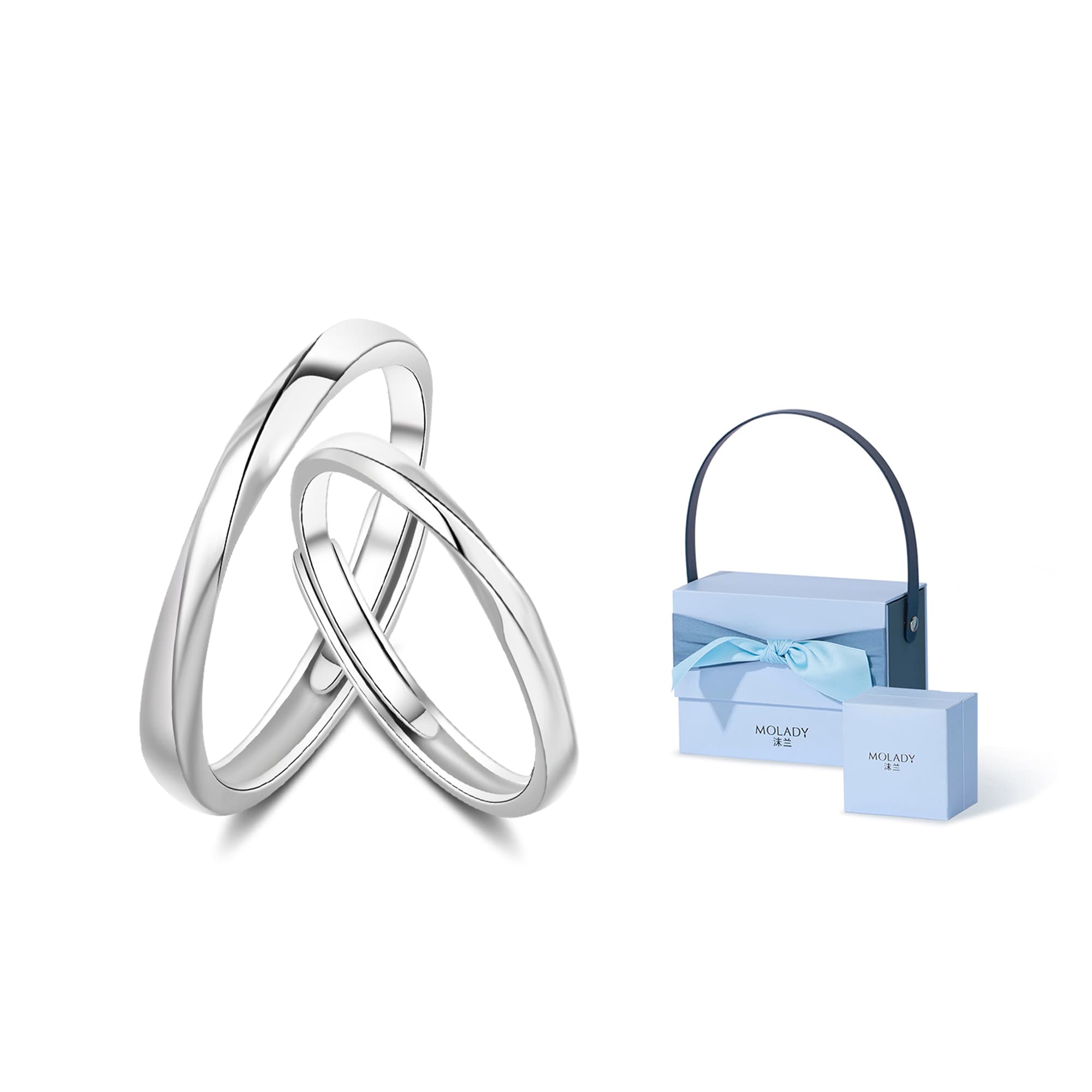 Пара колец MOLADY из стерлингового серебра унисекс