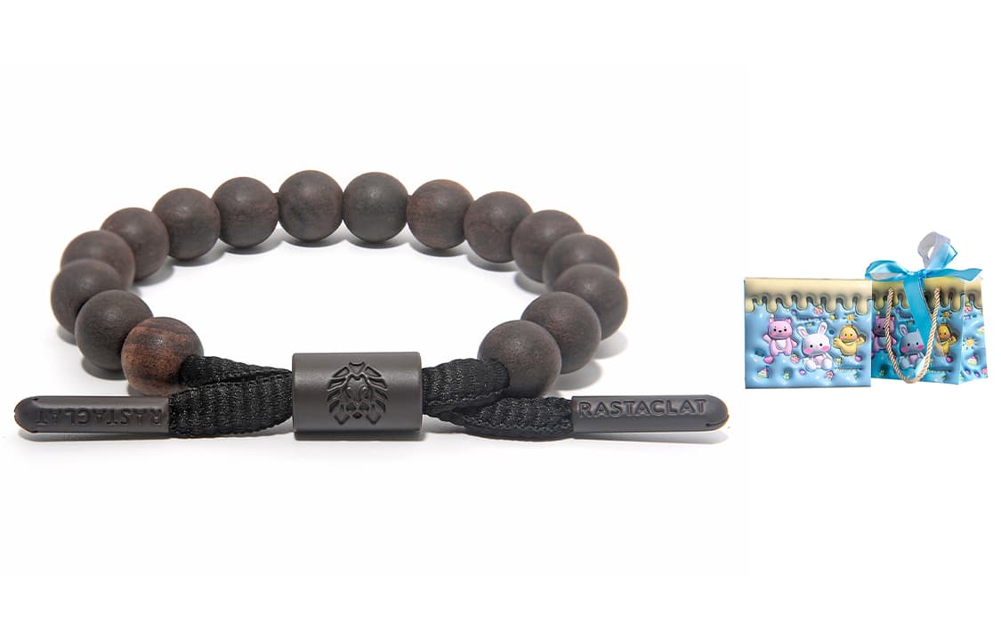 Браслет Rastaclat из черного дерева с маленьким львом в китайском стиле из бисера унисекс