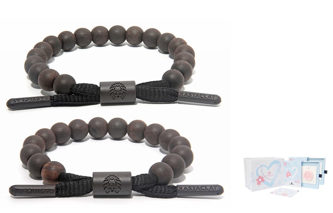 Браслет Rastaclat из черного дерева с маленьким львом в китайском стиле из бисера унисекс