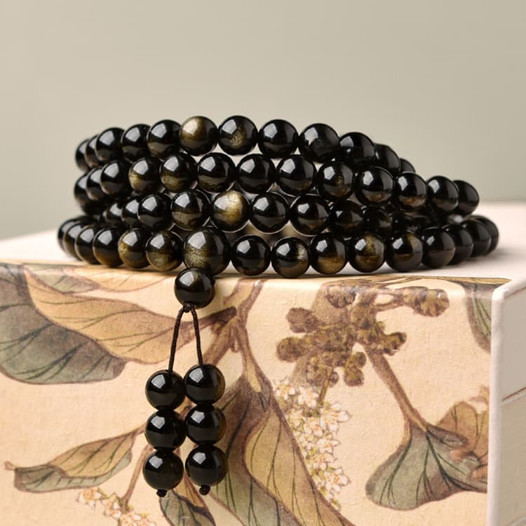 TIG Обсидиановый браслет из бисера унисекс