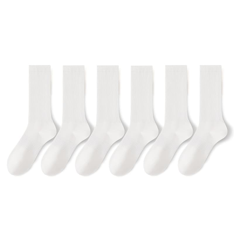 B&C.Room Crew Socks Unisex 6 Pack Black White Gray
