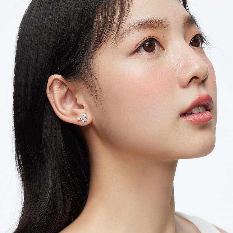 KADER S925 Серебряные серьги-гвоздики женские серебристо-белые