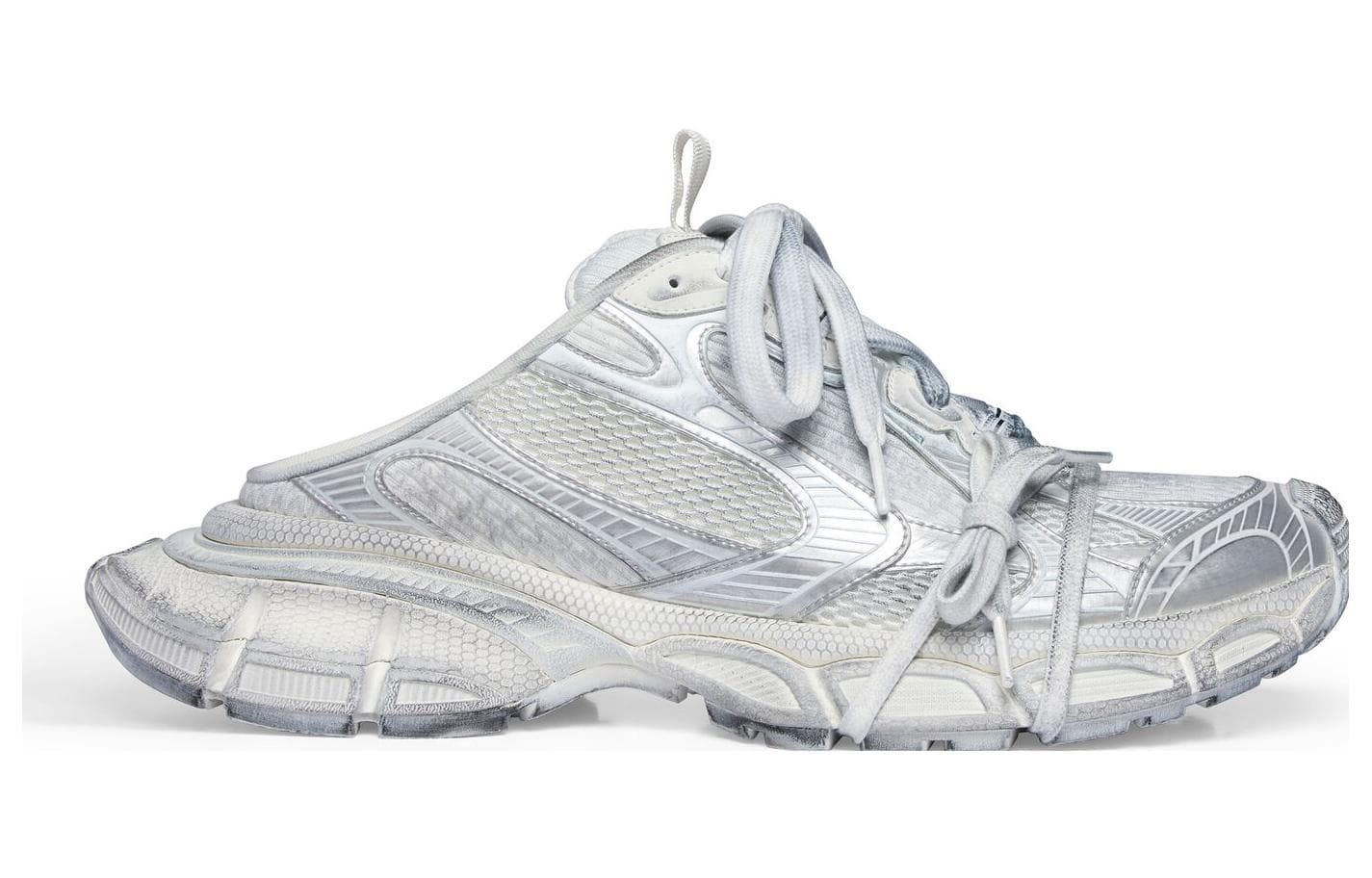 Женские сабо Balenciaga 3XL, серебристо-белый