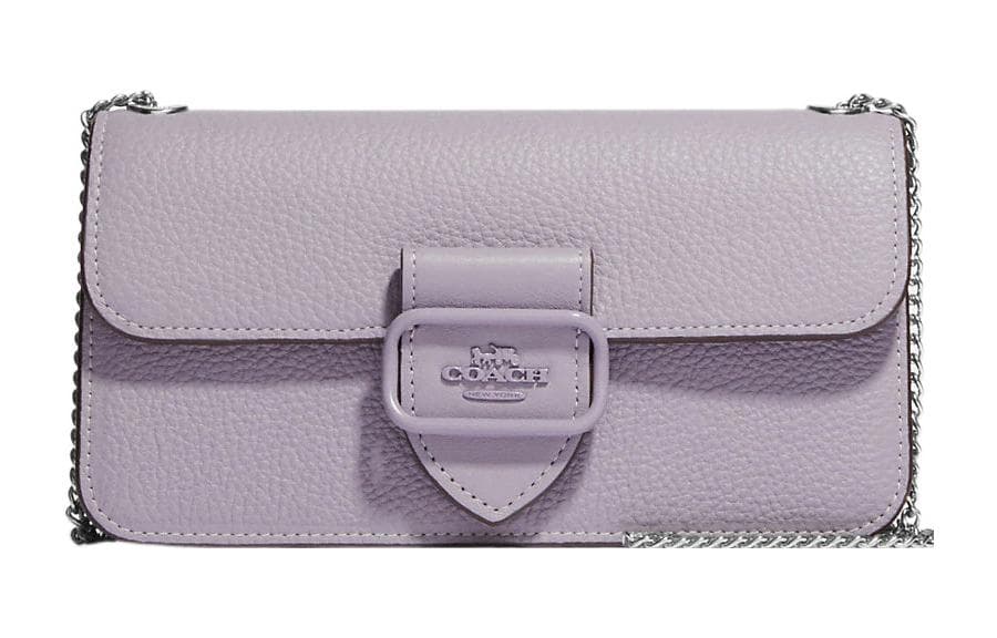 COACH Morgan Leather Baguette Bag, Shoulder Bag, Crossbody Bag Women's Taro Purple