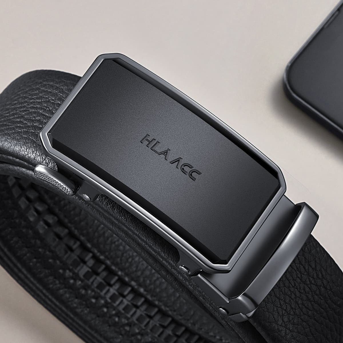 Ремни из коровьей кожи HLA, мужские, черные, ширина 3,5 см