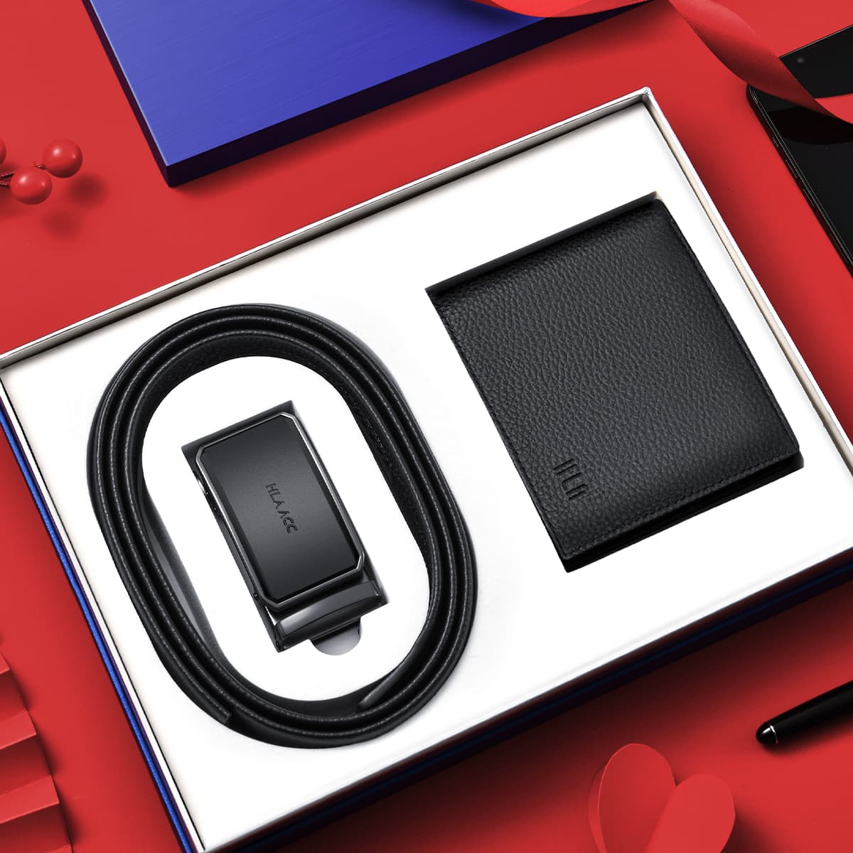 Ремни из коровьей кожи HLA, мужские, черные, ширина 3,5 см