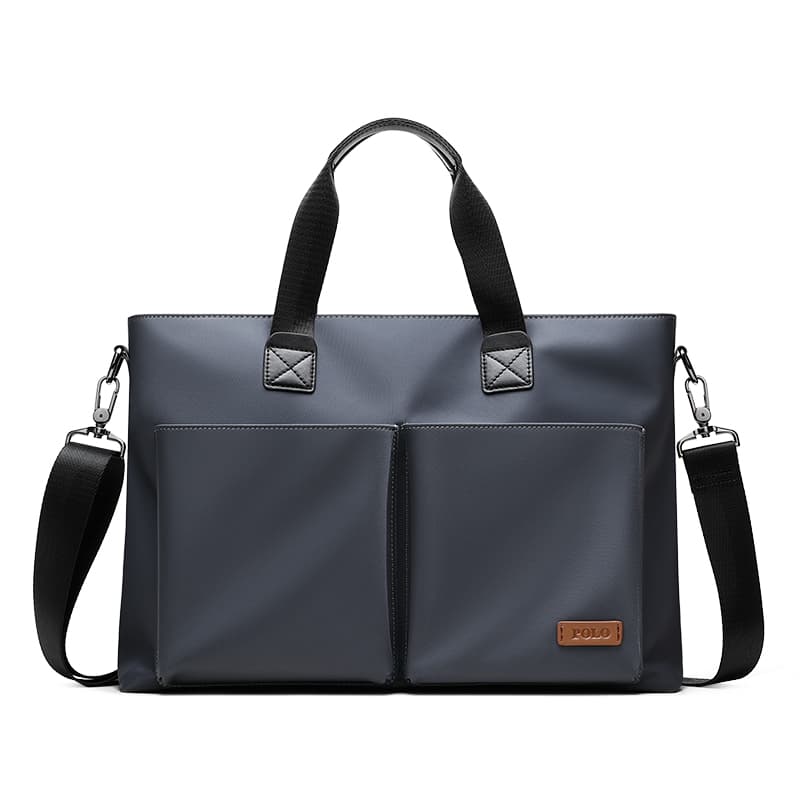 Портфель-туба из ткани POLO, мужской, черный/серый