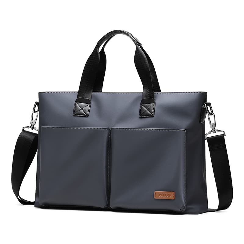 Портфель-туба из ткани POLO, мужской, черный/серый