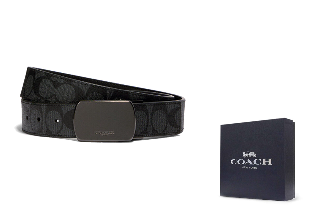 Ремни COACH из поливинилхлоридной кожи, мужские, черные, ширина 3,8 см