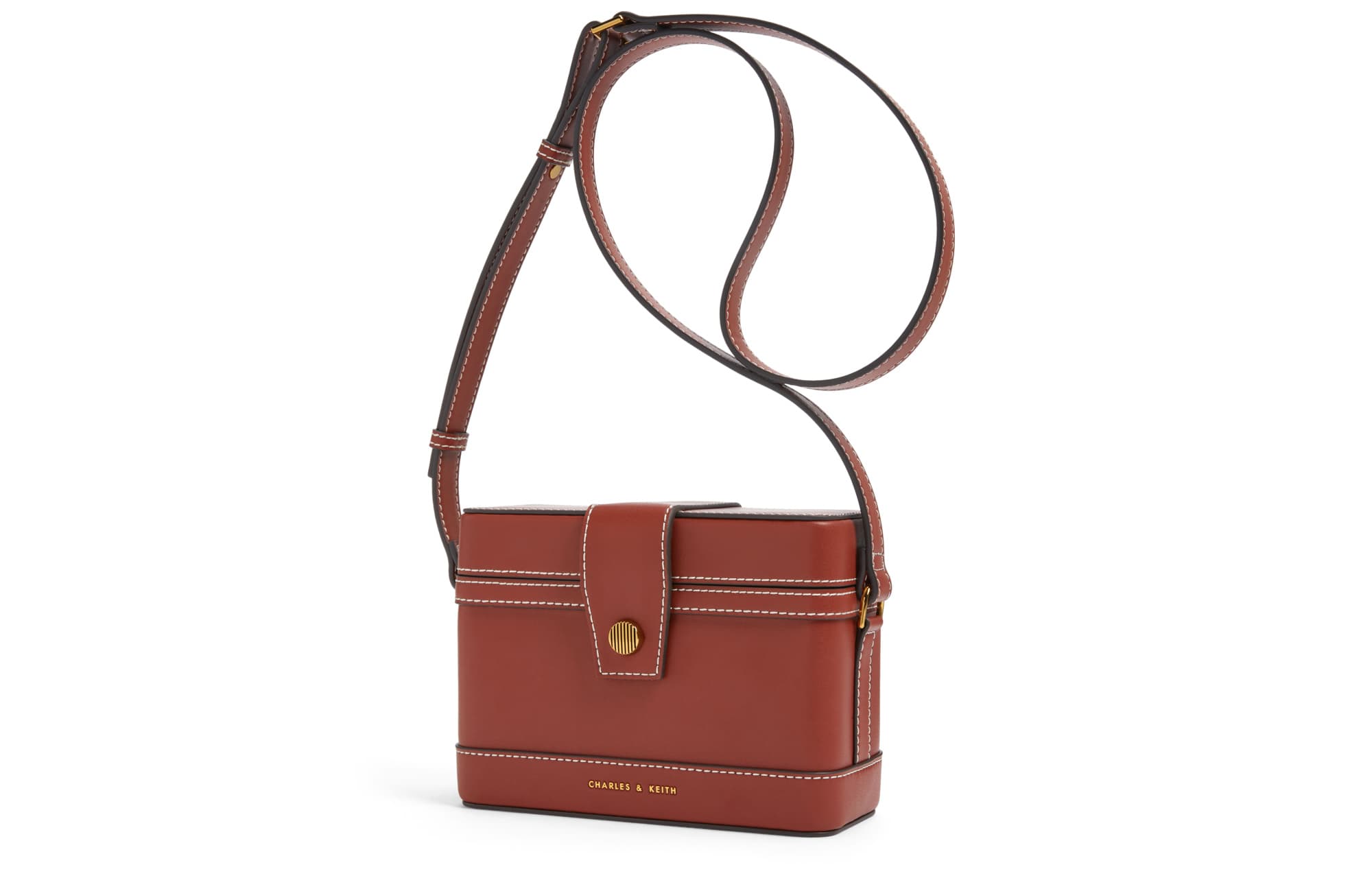 CHARLES&KEITH Маленькая квадратная сумка из искусственной кожи, сумка через плечо, маленькая женская сумка разноцветного цвета/мокко, темно-кофейный/бежевый