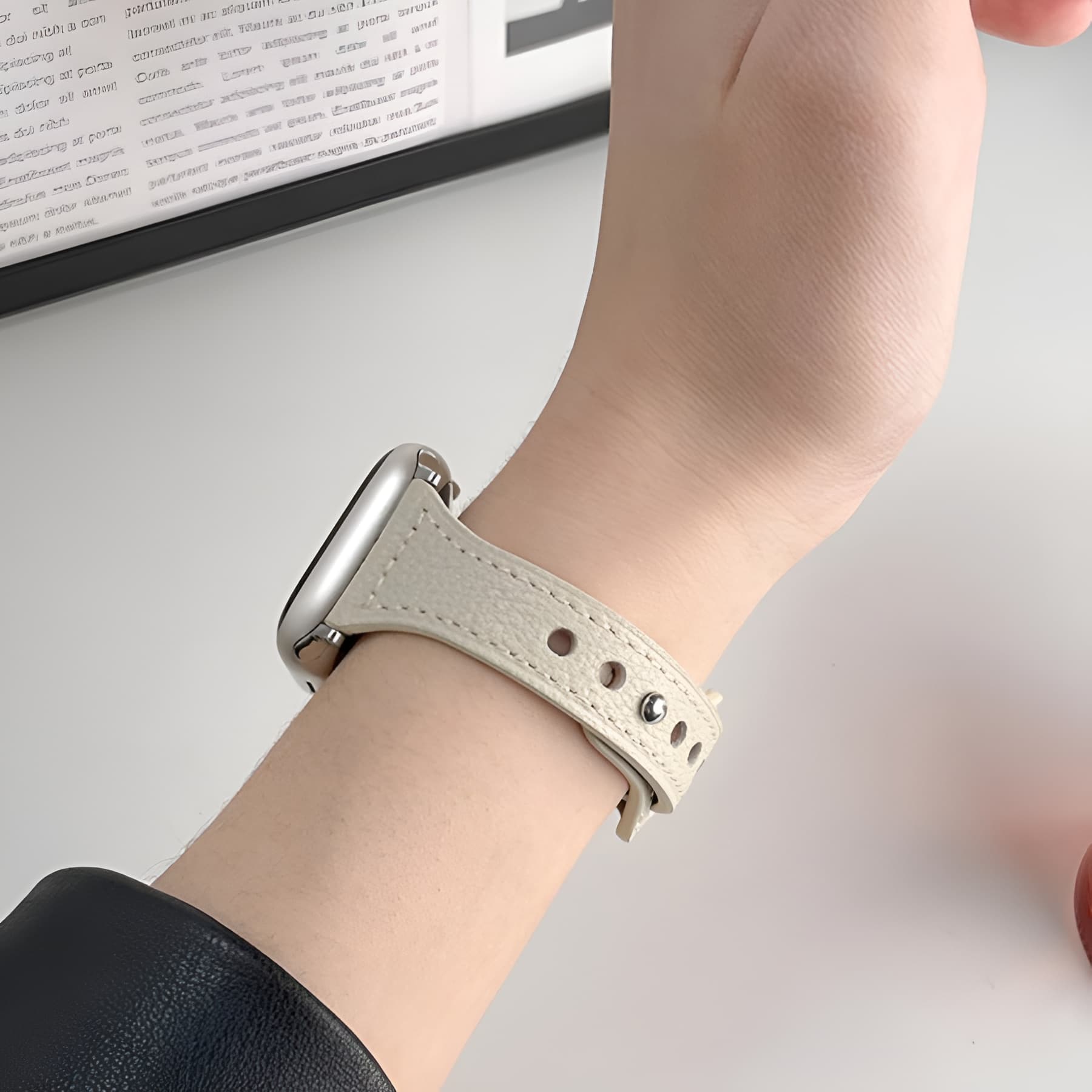 Ремешок для часов Zhongwo, совместимый с Apple, материал из натуральной кожи