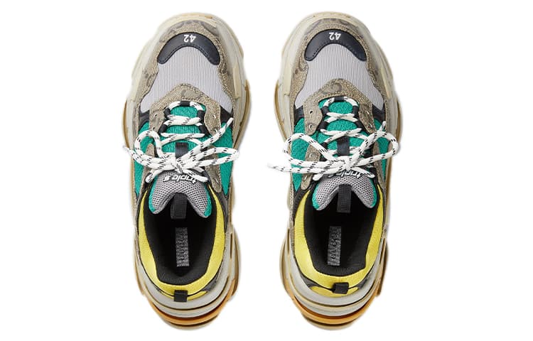 GUCCI x Balenciaga Triple S Низкие массивные кроссовки мужские хаки коричневые