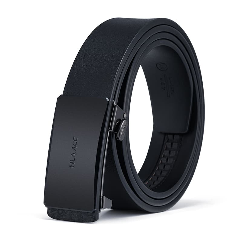 HLA Мужские ремни из коровьего спилка, черные, ширина 3,4 см