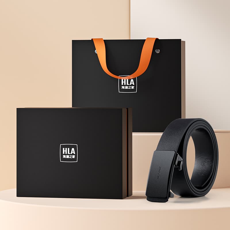 HLA Мужские ремни из коровьего спилка, черные, ширина 3,4 см