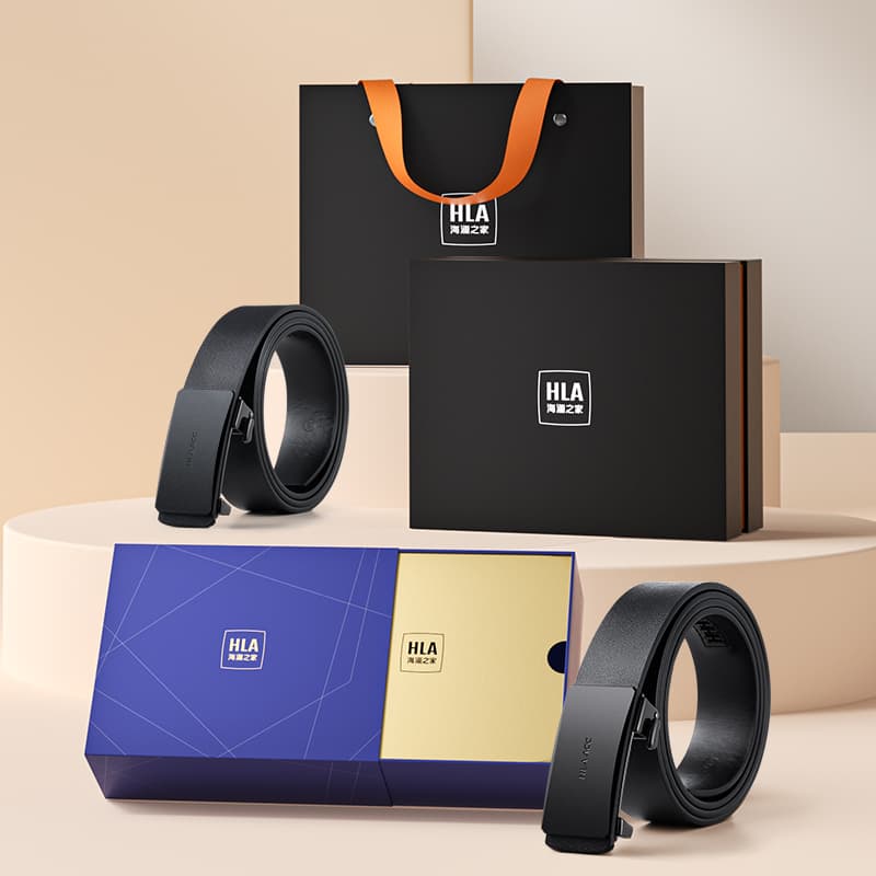 HLA Мужские ремни из коровьего спилка, черные, ширина 3,4 см