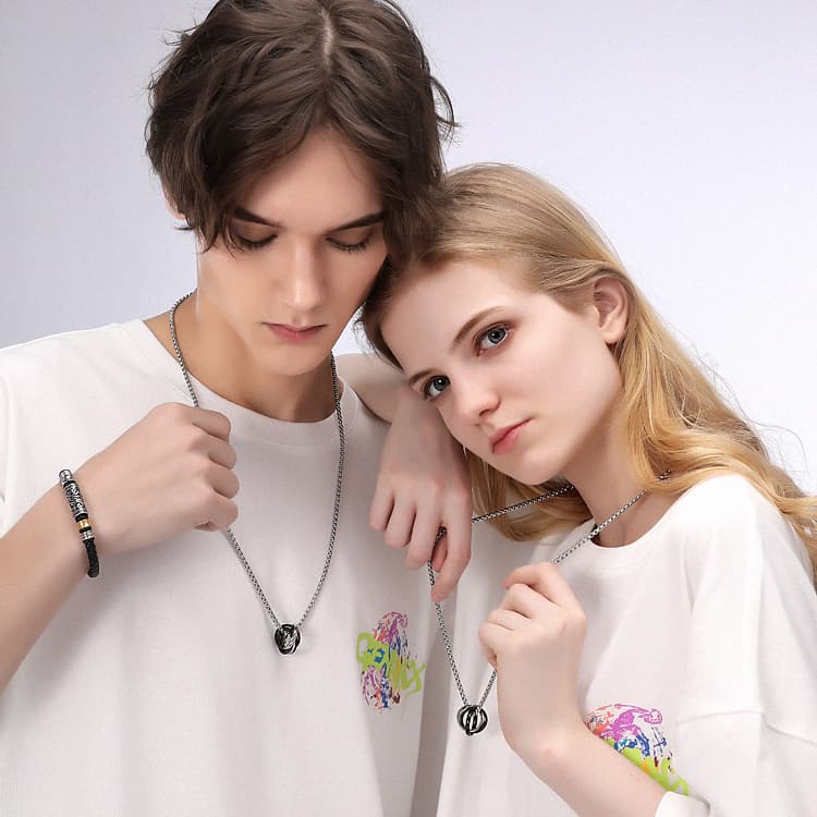 GENANX Ожерелья Унисекс Серебристый Белый