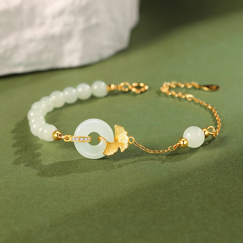 Браслет ZSY, женское серебро, бледно-зеленовато-белый нефрит