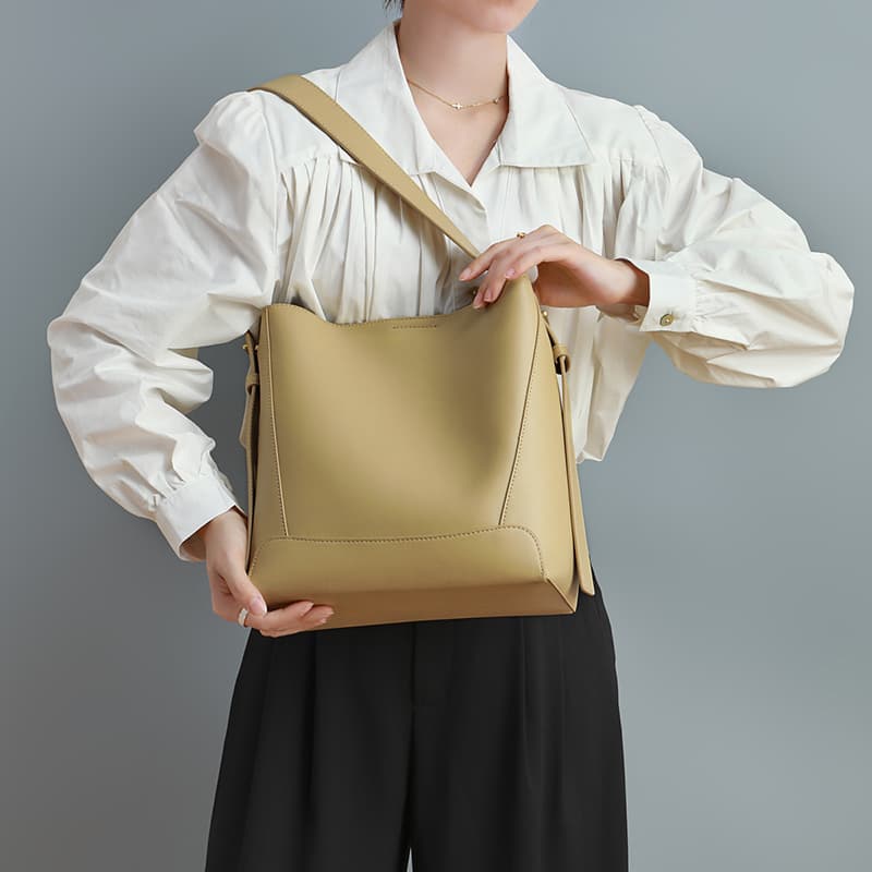 Женская сумка через плечо VINEY из коровьей кожи, сумка через плечо, сумка-мешок большого размера, какао-коричневый