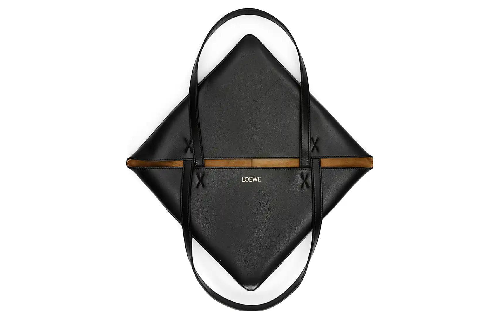 LOEWE Puzzle Fold Сумка-тоут из блестящей коровьей кожи, сумка для покупок, сумка среднего размера, мужская черная