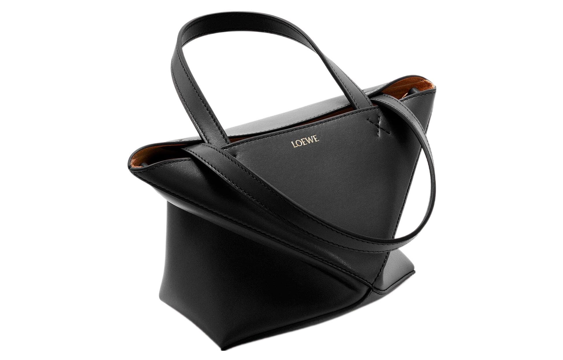 Мужская сумка-тоут из телячьей кожи LOEWE Puzzle Fold, сумка для покупок, мини-сумочка, черная