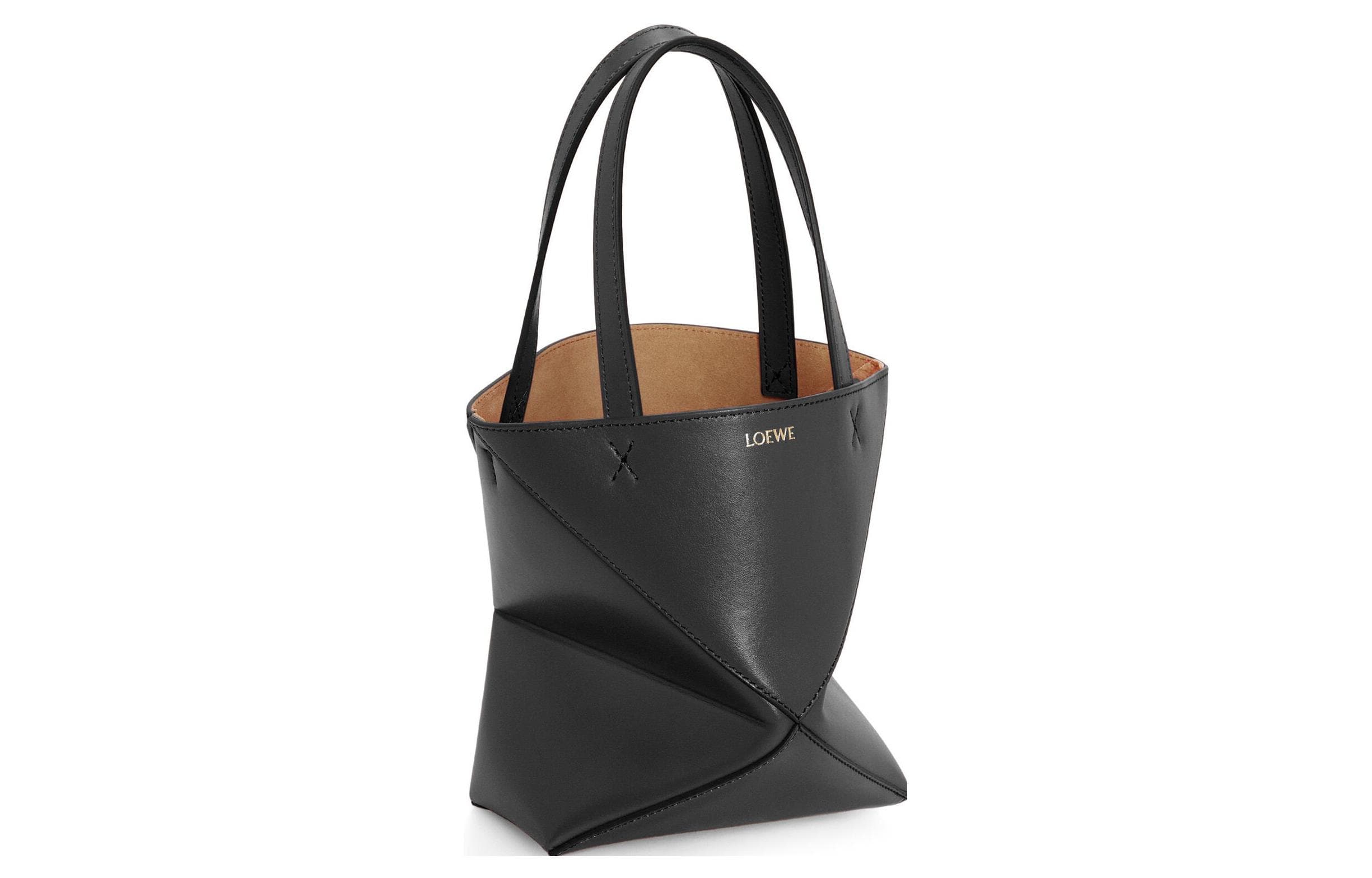 Мужская сумка-тоут из телячьей кожи LOEWE Puzzle Fold, сумка для покупок, мини-сумочка, черная