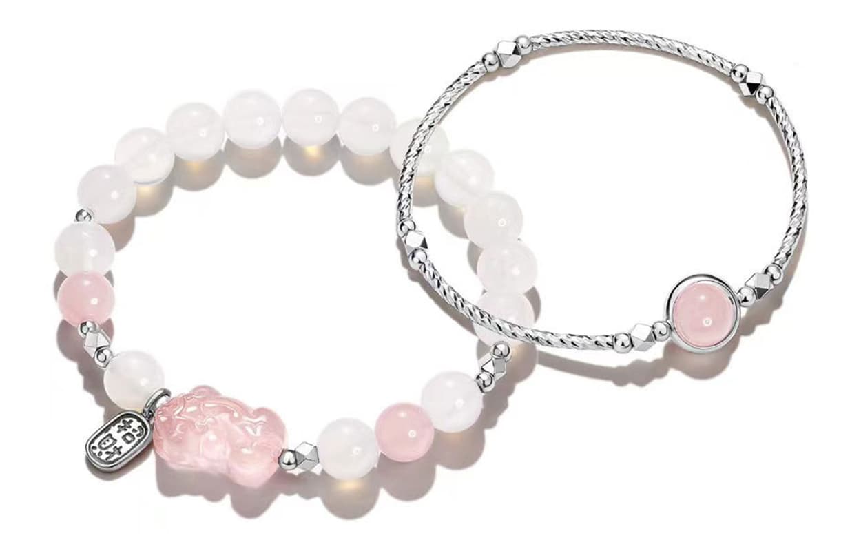 WEST ISLAND Agate Pink Crystal Bracelets Women's