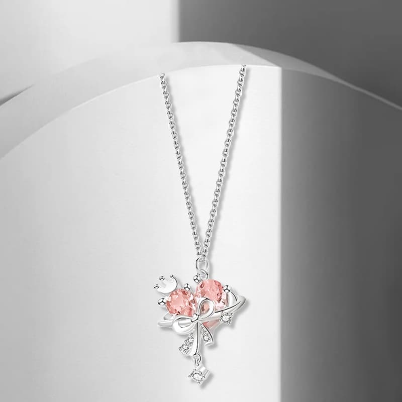 Muyan S925 Серебряное женское ожерелье в форме сердца с планетой