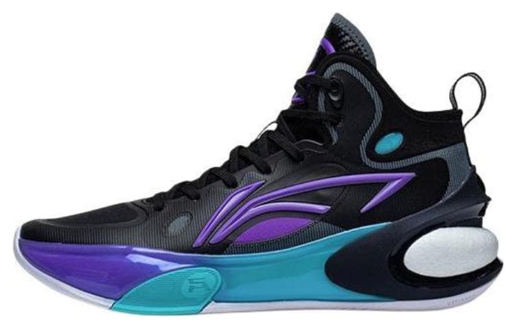 LiNing YuShuai 17 Cushioning, Wear Resistant Mid top Basketball Shoes Men's Black Purple