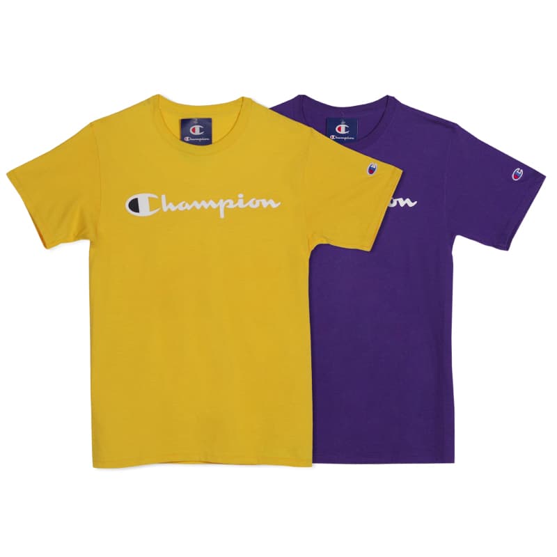 Champion T Shirt US Version Unisex 2 Pack Yellow+Purple