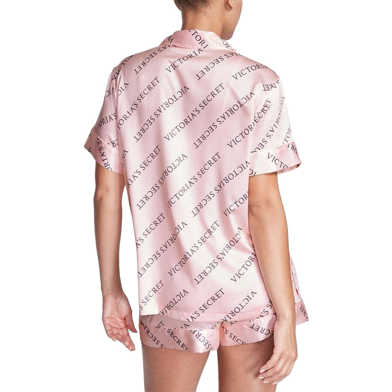 Атласный короткий пижамный комплект Victoria's Secret Женский пижамный комплект с буквенным принтом