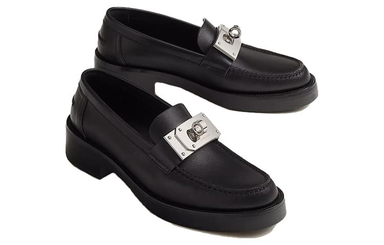 HERMES Hot Loafer Noir из телячьей кожи