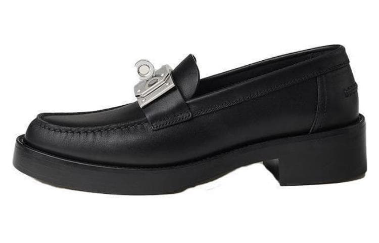 HERMES Hot Loafer Noir Calfskin Leather