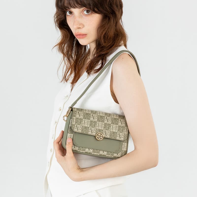 VANESSA HOGAN Сумки на ремне из коровьей кожи Сумка через плечо Сумки через плечо среднего размера Женские зеленые/коричневые