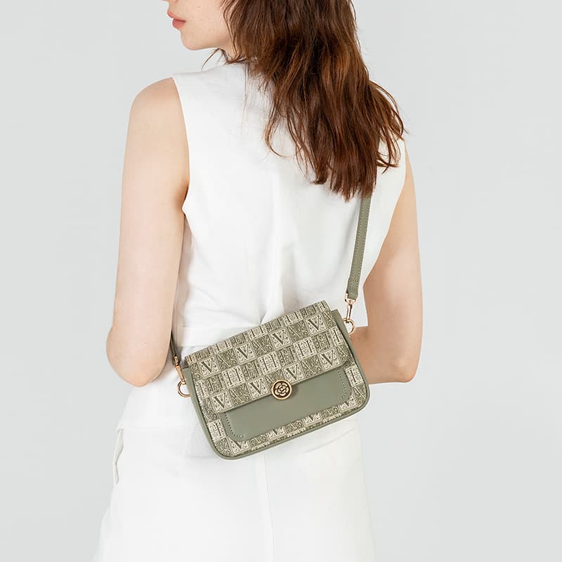 VANESSA HOGAN Сумки на ремне из коровьей кожи Сумка через плечо Сумки через плечо среднего размера Женские зеленые/коричневые