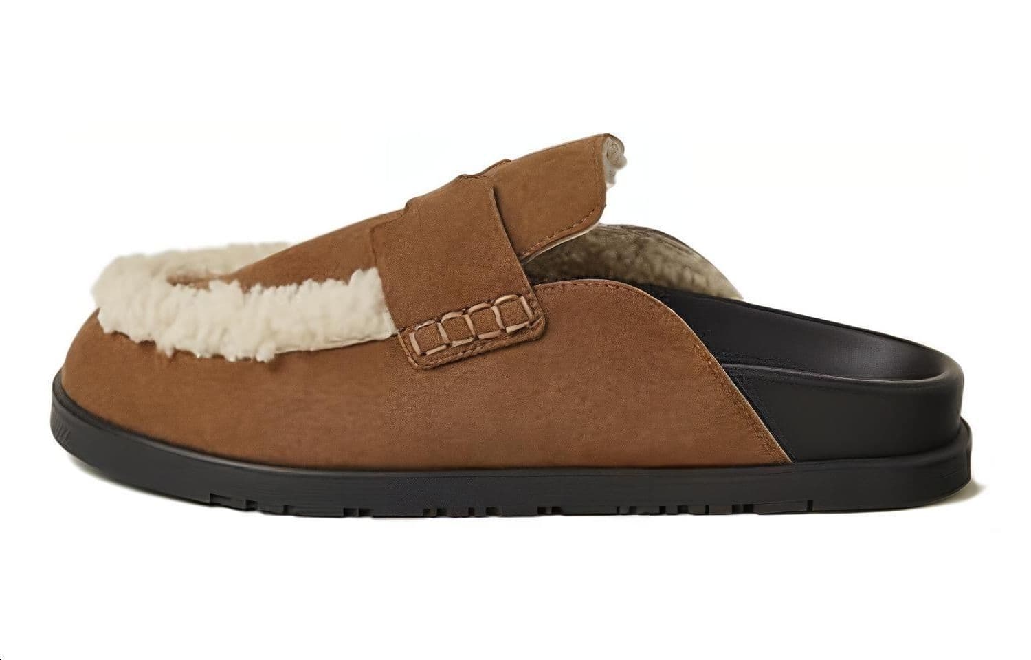 HERMES Rubber Sole Closed Toe Slippers Women's Brown