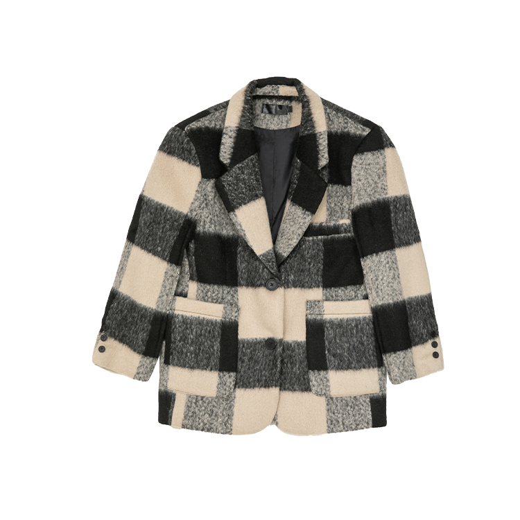 SUNSUNTOWN Coat Women's Black Plaid